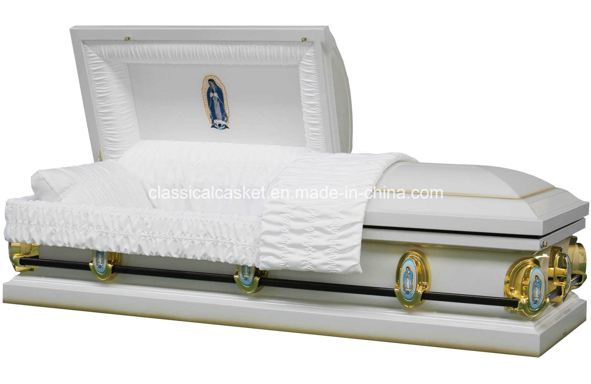 Guadalupe White 20ga Steel Casket