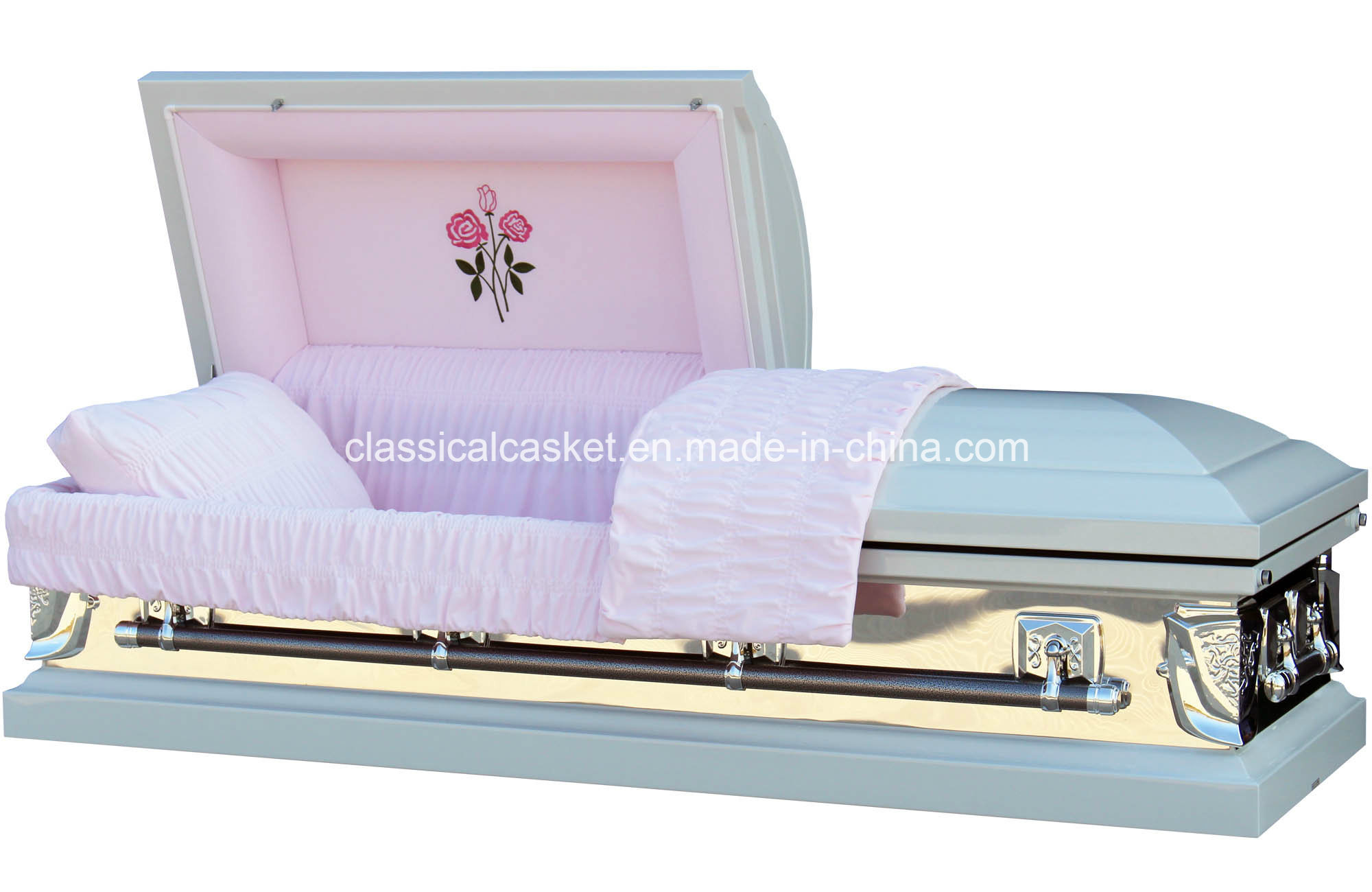 White Mirror Rose 18 Gauge Steel Casket