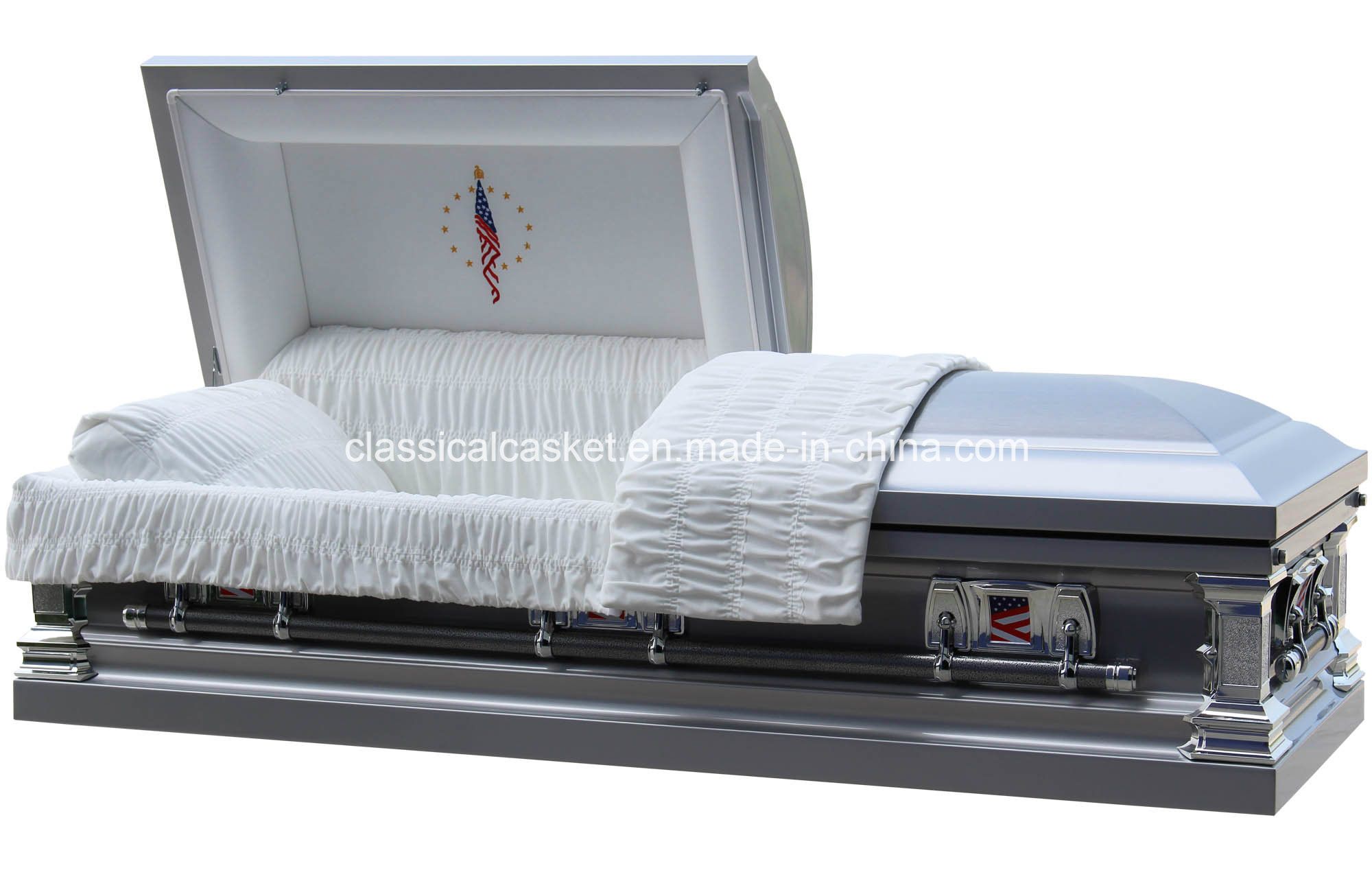 in Honor Platinum Brushed USA Metal Casket